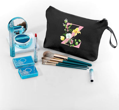 SEAMOON Bride to be Birthday Womens Unique Initial Monogram Gifts for Women Mom Personalized Travel Makeup Cosmetic Bag with Mirror Valentines Mothers Day Christmas Graduation Z