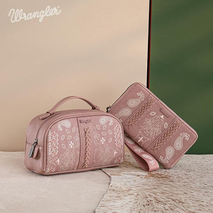Wrangler Makeup Pouch Bag Mini Western Toiletry Purse Cosmetic Organizer Paisley Travel Pouch for Women