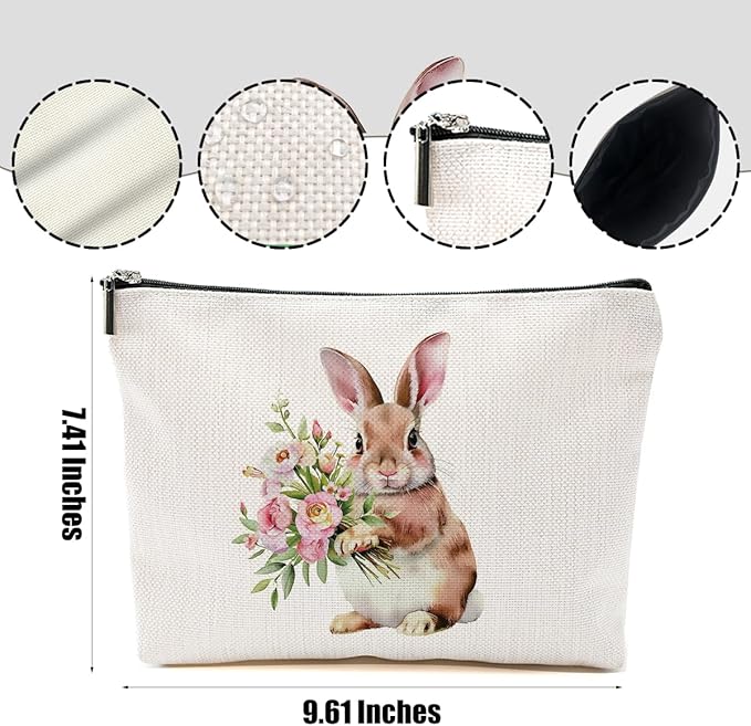 Cute Bunny Makeup Bag Bunny Gifts Cosmetic Bag Bunnies Themed Gifts for Women Girls Friend Daughter Rabbit Lovers Gifts Travel Organizer Zipper Pouch Graduation Birthday Friendship Gifts
