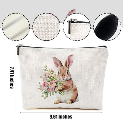 Cute Bunny Makeup Bag Bunny Gifts Cosmetic Bag Bunnies Themed Gifts for Women Girls Friend Daughter Rabbit Lovers Gifts Travel Organizer Zipper Pouch Graduation Birthday Friendship Gifts
