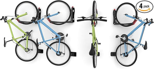 BIKEPAL No Lifting Wall Mount Swivel Bike Rack, Wall Bike Hangers for Garage Space Saving Vertical Bike Storage(4 Pack)