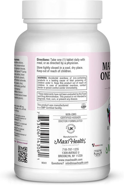 Maxi Health One Prenatal - Womens Prenatal Vitamins with Iron - Enhanced Absorption & Bioavailability - Daily Multivitamin for Women - Multi Vitamin & Mineral Supplement for Adults - 60 Capsules
