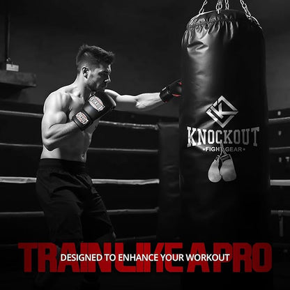 Knockout Gel Boxing Gloves for Men Women - Pro Training Sparring, Maya Hide Leather Muay Thai MMA Kickboxing, Adults-Kids Heavy Bag Workout Gloves for Boxing -Ultra-Wide Wrist Support 10 oz - 16 oz