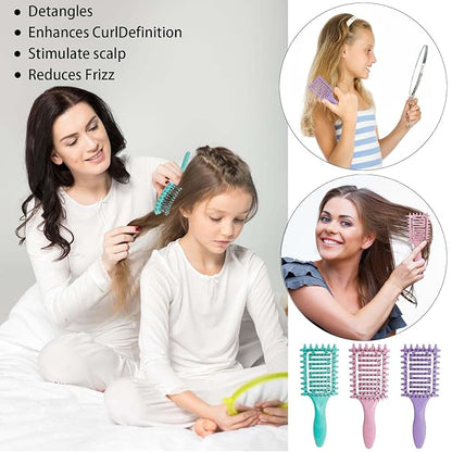 Curl Defining Brush,2024 Curly Hair Brush,Vented Hair Brush for Detangling, Shaping and Defining Curls For Women and Men Less Pulling (2Pcs Purple)