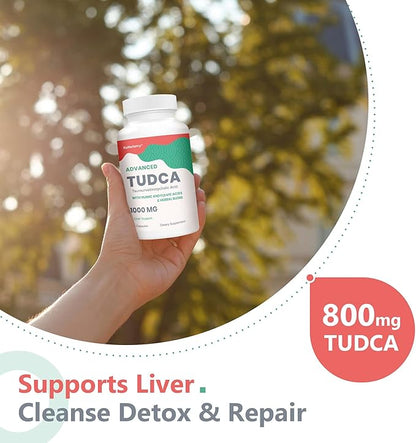 TUDCA Liver Supplements 1000 mg-Bile Salts for Liver Cleanse Detox-Milk Thistle Herbal Blend with Fulvic and Humic Acid for Liver,Digestive Health,120 Vegan Capsules
