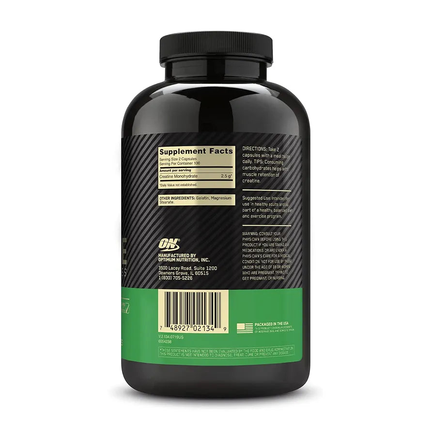 Optimum Nutrition Micronized Creatine Monohydrate Capsules, Keto Friendly, 2500mg, 200 Capsules (Packaging May Vary)