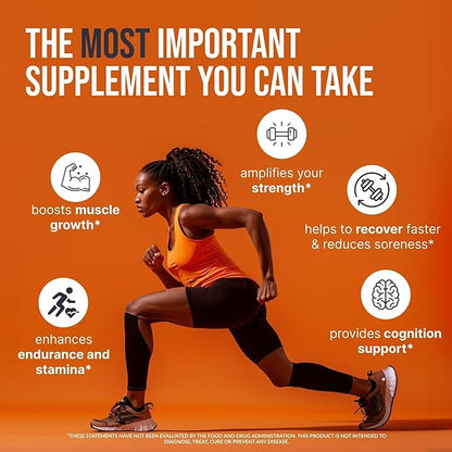 Energy Gummies 5g Creatine Monohydrate Per Serving, 60 Gummies Formula W/L-Taurine + Vitamin B12 for Muscle Builder, Energy Boost, Pre-Workout Supplement Sugar Free, Vegan, Blueberry Flavor