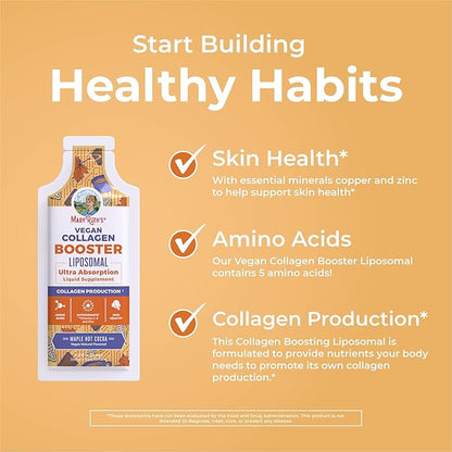 MaryRuth Organics Collagen Booster Liposomal | Sugar Free | Liquid Collagen Booster with Vitamin C, E, Zinc, Copper & Silica | Skin Care & Joint Support | Vegan | Non-GMO | Gluten Free | 14 Servings