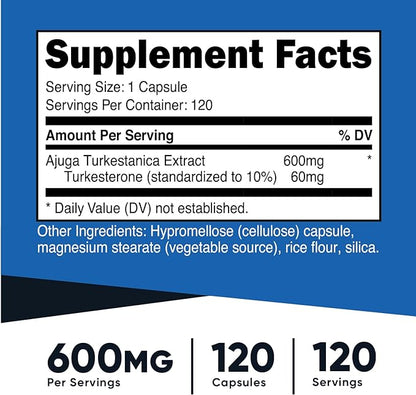 Nutricost Turkesterone Dietary Supplement 600mg, 120 Capsules - Vegetarian, Non-GMO & Gluten Free