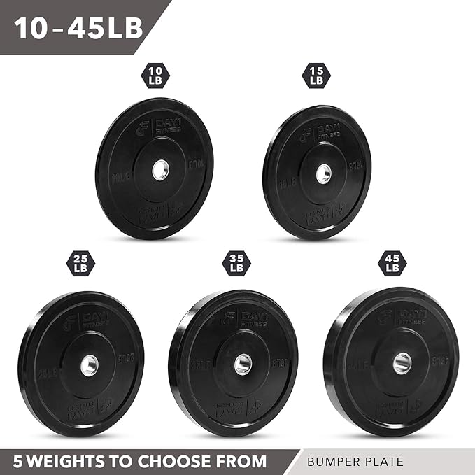 Day 1 Fitness Olympic Bumper Plate 2” – 5 Weight 10lbs to 45lbs -