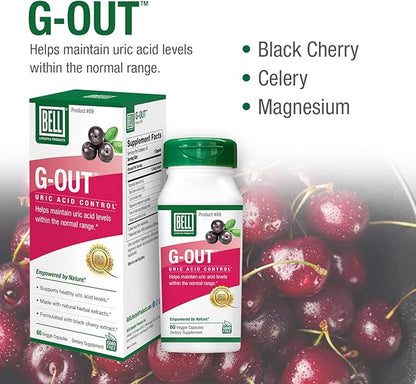 Bell G-Out Uric Acid Cleanse -2 Pack Combo | A Unique Blend of Herbal Extracts That Supports Uric Acid Levels Within Normal Range | 120 Capsules
