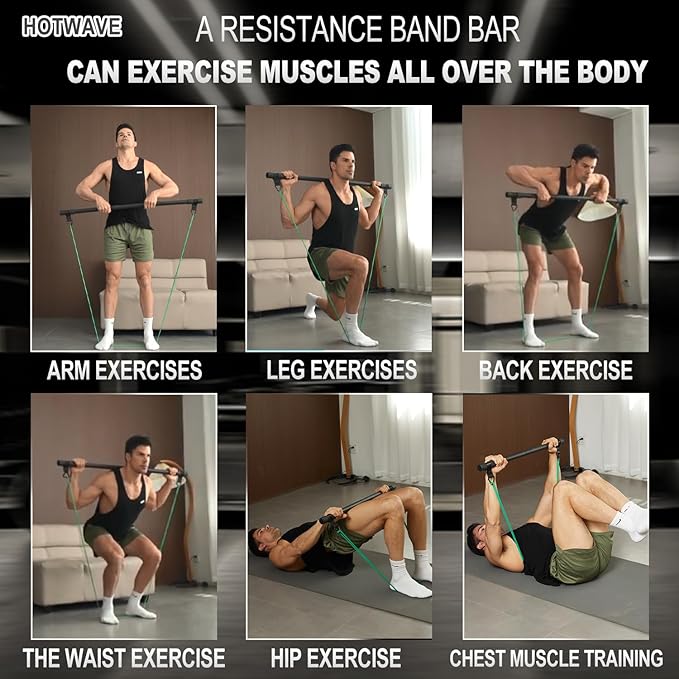 HOTWAVE Resistance Band Bar 33"/45",Full Body