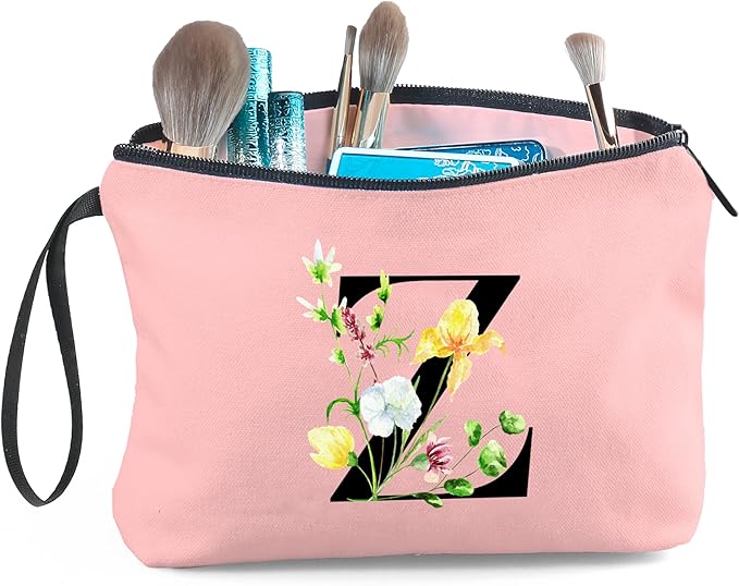 SEAMOON Happy Birthday Friendship Bridesmaid Team Gifts for Employees Women Mom Girl Daughter Teenage Personalized Make up Cosmetic Bag Travel with Mirror Mothers Day Christmas Graduation Z