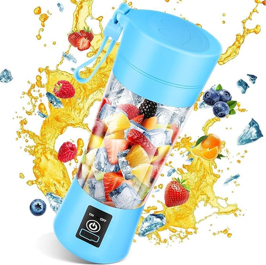 Portable Blender USB Rechargeable, Mini Blender for Shakes and Smoothies, Strong Cutting Power with 6 Blades, 380Ml Traveling Fruit Veggie Juicer Cup for Home, Sport, Office, Camping