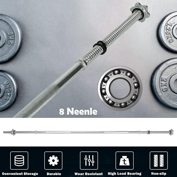 Threaded Chrome Barbell Bar 1-2 Inch Barbell Diameter
