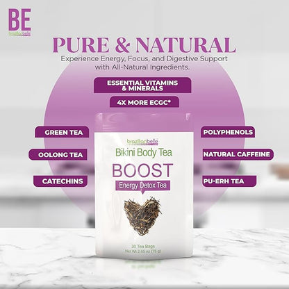 Bikini Body Detox Tea for Women. Enhances Energy, Digestion, Focus Natural Caffeine (30 Ct)