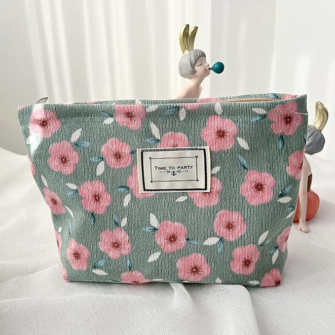 Cosmetic Bags for Women Makeup Bag Large Capacity Purse Travel Toiletries Zipper Storage Pouch Make up Brushes Organizer for Gifts (Cherry Blossom, Pink)