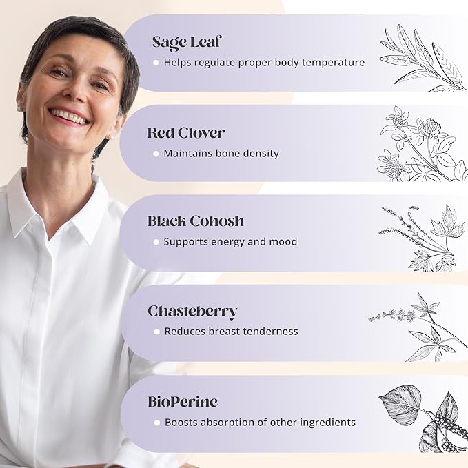 Menopause Supplements for Women - All Stage Meno Relief for Hot Flashes - Women's Hormone Support - Complete Menopause Relief - Menopause Support for Over 50 - Happy Natural Harmony Formula - 6 Pack