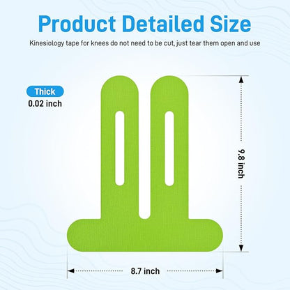 Kinesiology Tape for Knees, 20 Count Knee Tape for Knee Pain Relief Pre Cut, Support Muscles and Joints, Latex Free, Waterproof and Elastic (Green 20pcs)