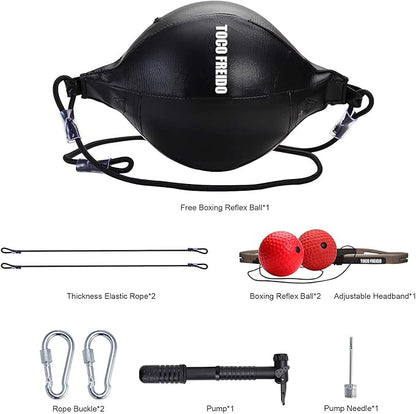 TOCO FREIDO Double End Punching Ball, Speed Bag with Difficulty Levels Boxing Reflex Ball with Headband, Perfect for Reaction, Agility, and Hand Eye Coordination Training