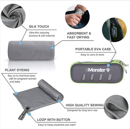 4Monster Camping Towel Super Absorbent-Quick Dry Microfiber Towel