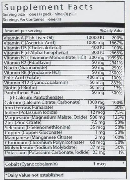 Vital Bulk Daily Health Kit Packet Multivitamin & Mineral Supplements 30 Count Bag