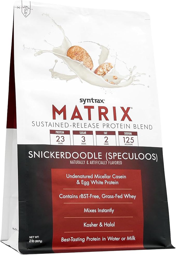 Syntrax Nutrition Matrix Protein Powder, Sustained-Release Protein Blend, Real Cookie Pieces, Snickerdoodle, 2 lbs