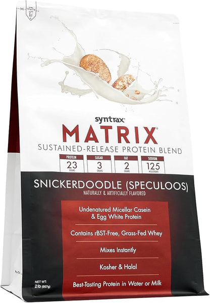 Syntrax Nutrition Matrix Protein Powder, Sustained-Release Protein Blend, Real Cookie Pieces, Snickerdoodle, 2 lbs