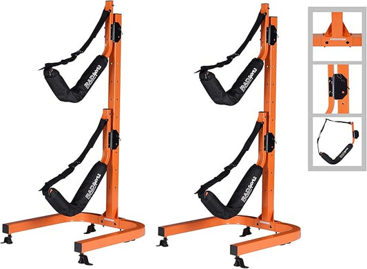 RAD Sportz Kayak Storage Rack - Two 73.25-in Freestanding Kayak Stands with Dual Arms and Adjustable Straps - Holds 2 Canoes, SUP, Paddleboards
