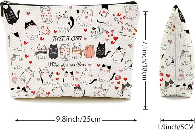 Cat Makeup Bags, Cat Lover Gifts for Girls Women, Cute Cosmetic Bag Birthday Christmas Gifts for Her, Sister, Daughter, Women