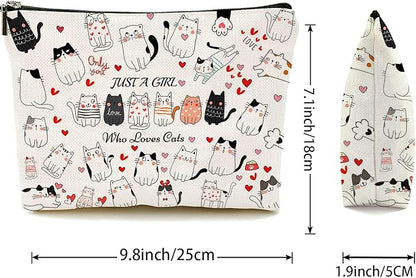 Cat Makeup Bags, Cat Lover Gifts for Girls Women, Cute Cosmetic Bag Birthday Christmas Gifts for Her, Sister, Daughter, Women