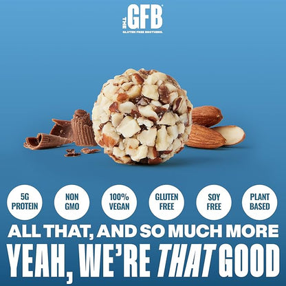The Gluten Free Brothers Dark Chocolate Almond Bites - Gluten Free Protein Balls – Non GMO, Soy Free, Vegan – Snack Size Plant Based Protein Energy Balls, 4 Oz (6 Count)