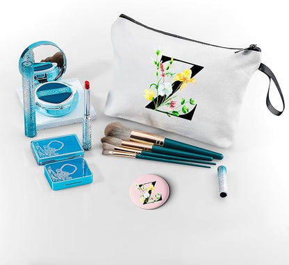 SEAMOON Bride to be Birthday Womens Unique Initial Monogram Gifts for Women Mom Personalized Travel Makeup Cosmetic Bag with Mirror Valentines Mothers Day Christmas Graduation Z