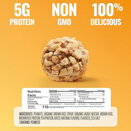 The Gluten Free Brothers Peanut Butter Bites - Gluten Free Protein Balls – Non GMO, Soy Free, Vegan – Snack Size Plant Based Protein Energy Balls, 4 oz (6 Count)