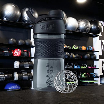 BlenderBottle SportMixer Shaker Bottle Perfect for Protein Shakes and Pre Workout, 20-Ounce, Black