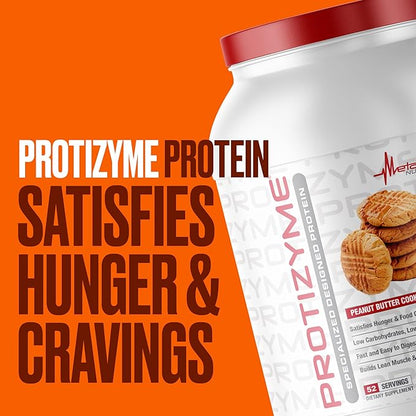 Metabolic Nutrition, Protizyme, 100% Whey Protein Powder, High Protein, Low Carb, Low Fat Whey Protein, Digestive Enzymes, 24 Essential Vitamins and Minerals, 4 Pound, 52 Servings