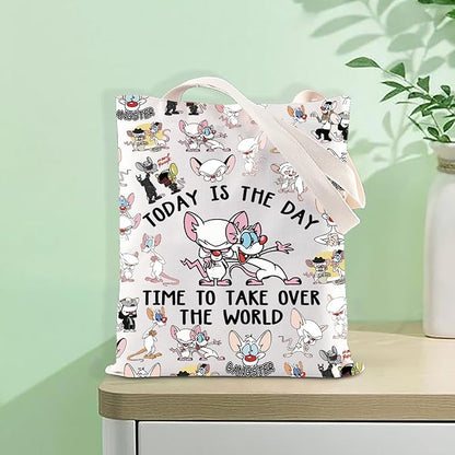FOTAP Cartoon Characters Lover Gift Comedy Anime TV Series Makeup Bag Rat Brain Cosmetic Bag BFF Gift (THE WORLD T)