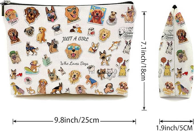 Dog Makeup Bag, Dog Lover Gifts for Girls Women, Funny Cosmetic Bag Christmas Gifts for Her, Sister, Daughter, Women