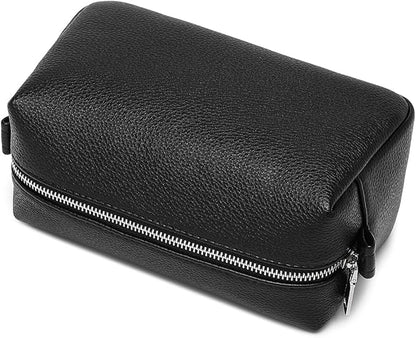 PU leather Organizer Bag Lightweight Cosmetic Bag with Ring Clasp Perfect Travel Makeup Bag for Women (Black/PU)