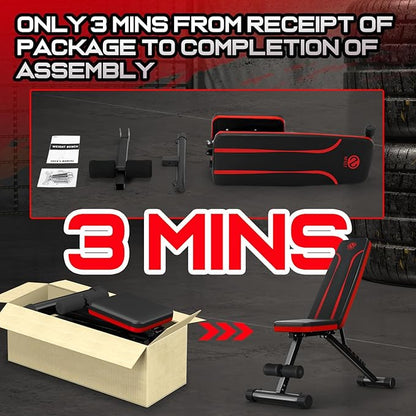 Adjustable Weight Bench for Full Body Workout 3-Sec Folding&