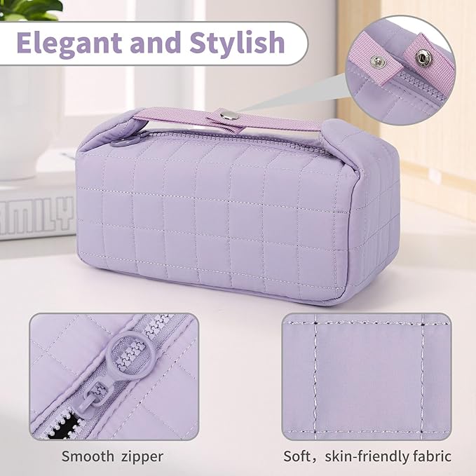 Makeup Bag Travel Cosmetic Bag for Women Girls, Zipper Make Up Pouch, Water-resistant Toiletry Bag, Portable Small Makeup Bag, Cosmetic Travel Tool Pouch, Purple