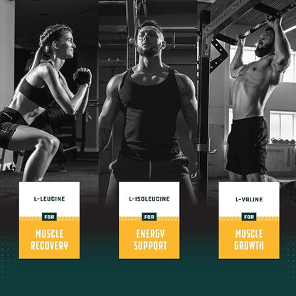 Branch Chain Amino Acids Supplement - Vegan BCAA Tablets Post Workout Muscle Recovery and Muscle Growth Support - Branched Chain Amino Acids Supplement for Men and Womens Workout Recovery 60 Count