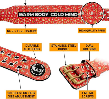 WARM BODY COLD MIND Leather Weight Lifting Belt 4" Adjustable