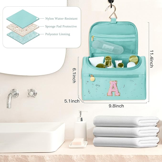 COSHAYSOO Hanging Travel Toiletry Bag for Women Toiletries Make Up Organizer Bridesmaid Proposal Engagement Gifts Bridal Shower Bachelorette Party Favors Bride Maid of Honor Godmother Gift Teal A