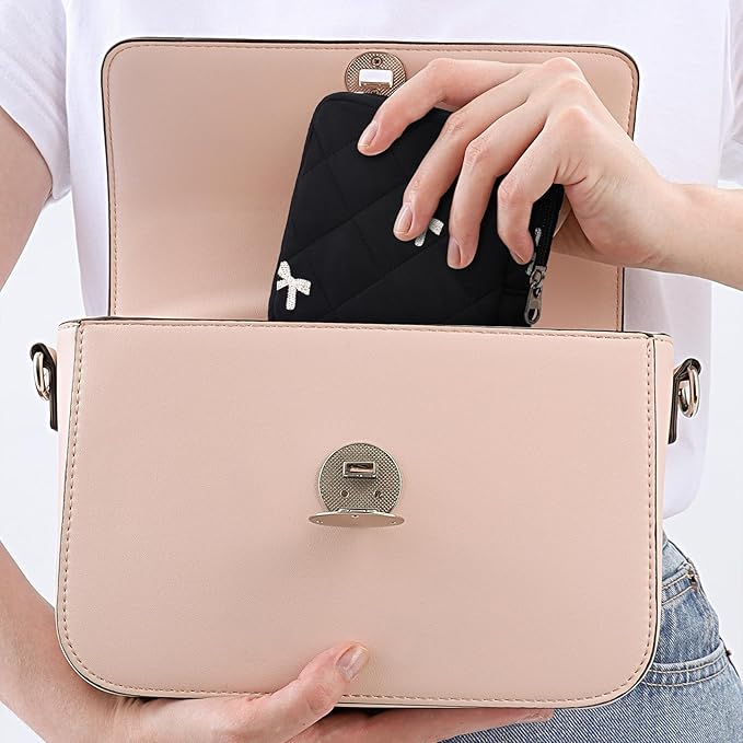 Small Makeup Bag for Purse,Quilted Cosmetic Pouch, Mini Make up Bags with Compartments Inside, Cute Cosmetic Organizer for Women, Travel Toiletry Bag