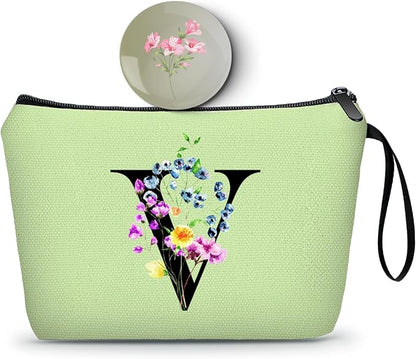SEAMOON Maid of Honor Friendship Birthday Gifts for Women Her Aunt Sister Bridesmaid Coworkers Bride Personalized Makeup Cosmetic bag with Mirror Mothers Day Christmas Graduation V