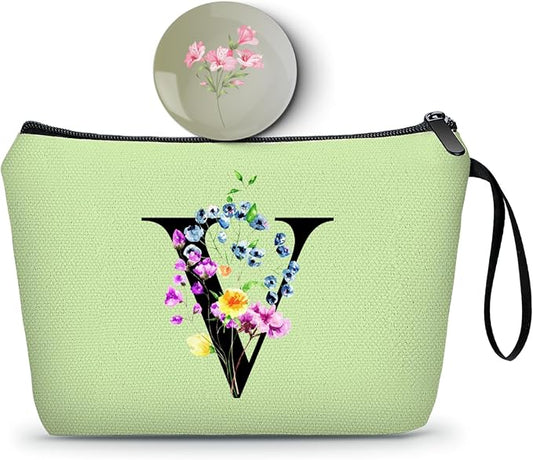 SEAMOON Maid of Honor Friendship Birthday Gifts for Women Her Aunt Sister Bridesmaid Coworkers Bride Personalized Makeup Cosmetic bag with Mirror Mothers Day Christmas Graduation V