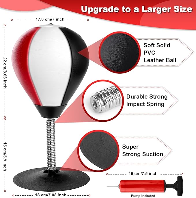 Desktop Punching Bag, Super Strong Suction Boxing Bag Speed Balls, Stress Buster with Suction Cup for Office Table and Counters, Fun Gift for Boss or Coworker