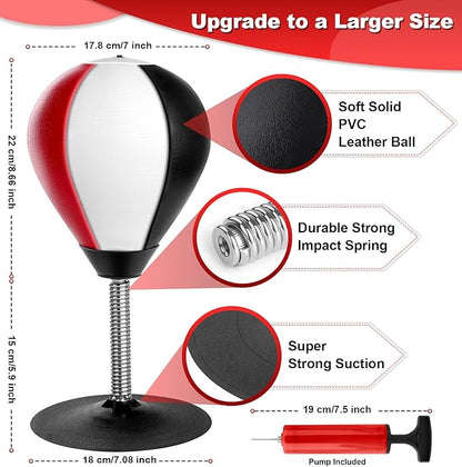 Desktop Punching Bag, Super Strong Suction Boxing Bag Speed Balls, Stress Buster with Suction Cup for Office Table and Counters, Fun Gift for Boss or Coworker