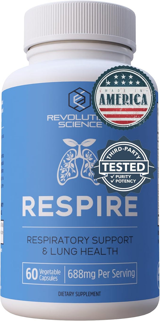 Respire Lung Support Supplement - Lung Cleanse & Lung Detox, Lung Health Formula with Quercetin, Bromelain & Butterbur for Clear Lungs, Breathing & Bronchial Support - 60 Capsules